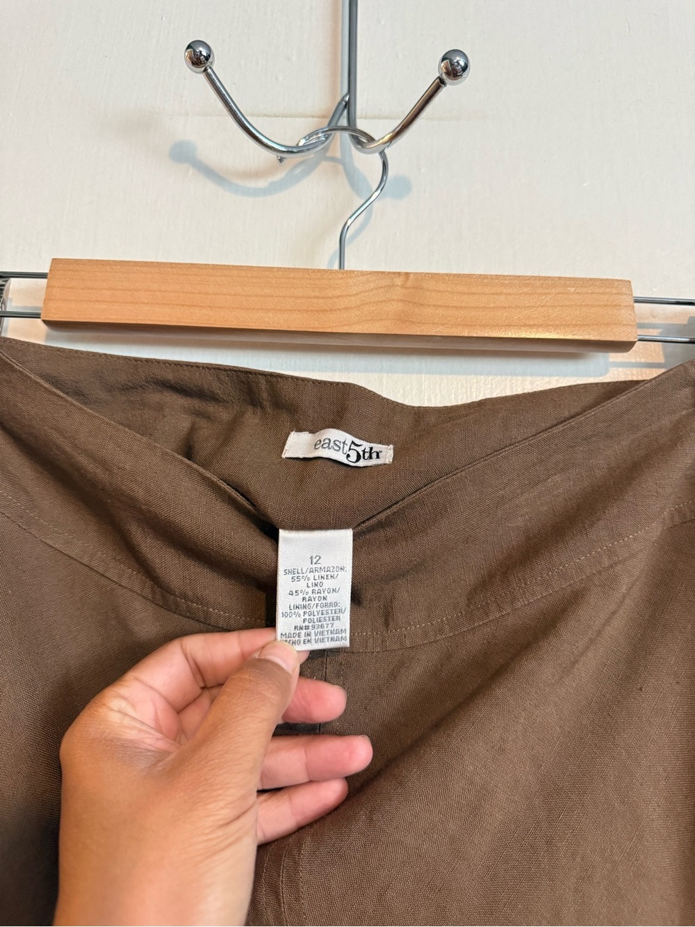 East 5th brown linen blend a line midi skirt size 12 - Picture 3 of 5
